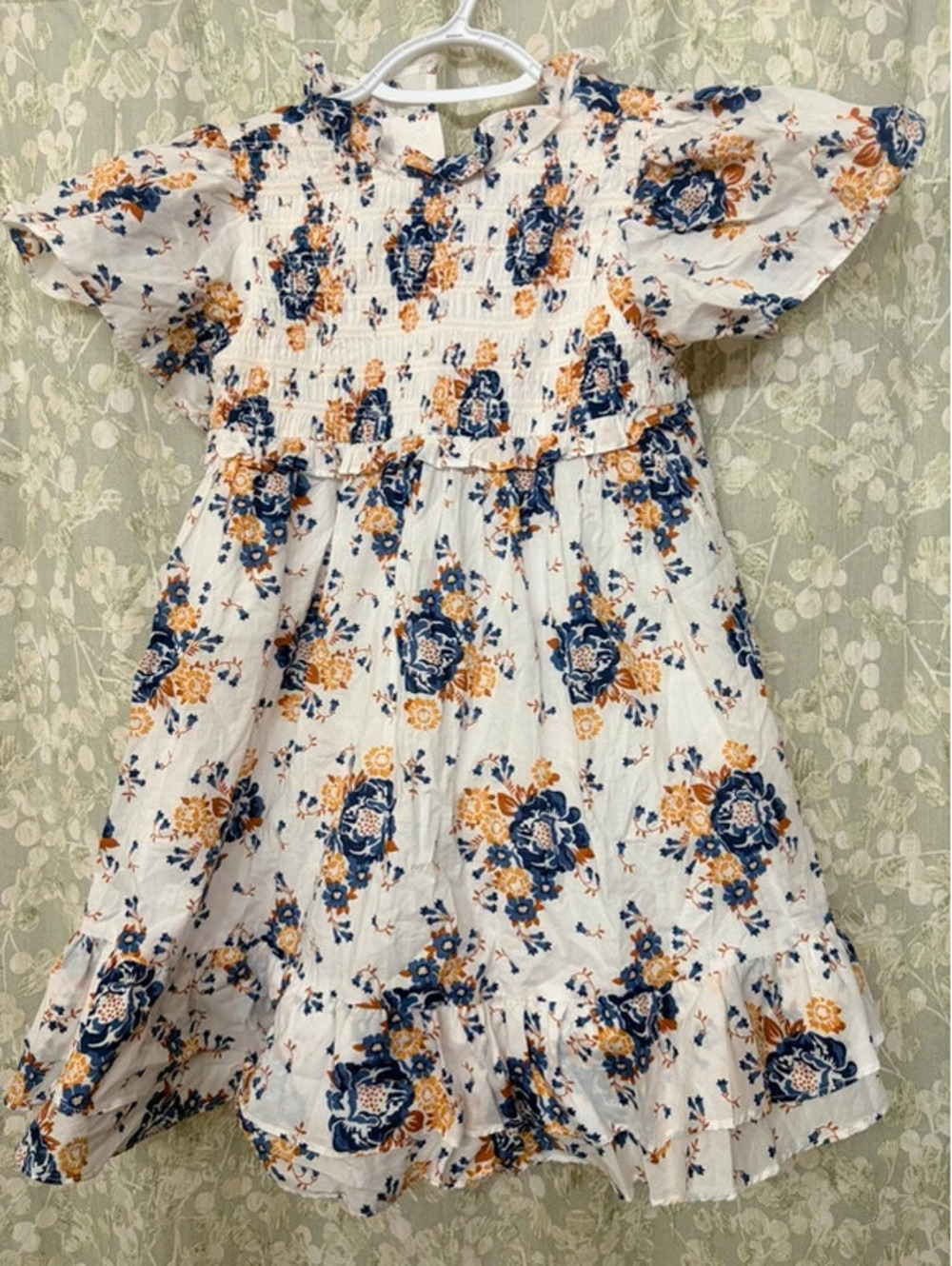Janie and jack white and blue floral dress size 6 girls